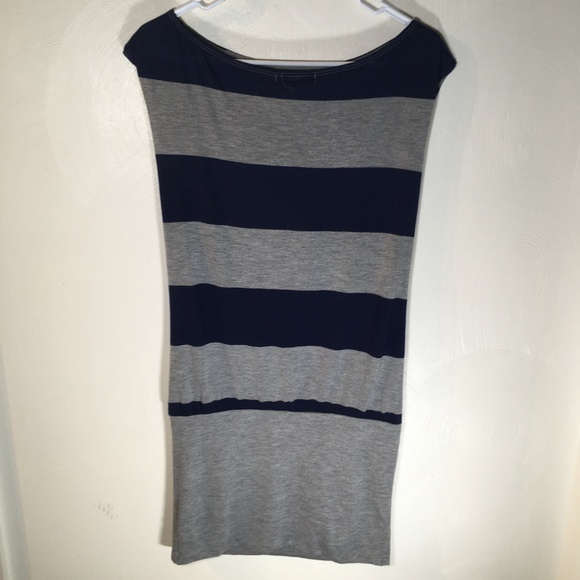 Fleurish Striped Dress Gray Navy Medium - D18 - Picture 3 of 3